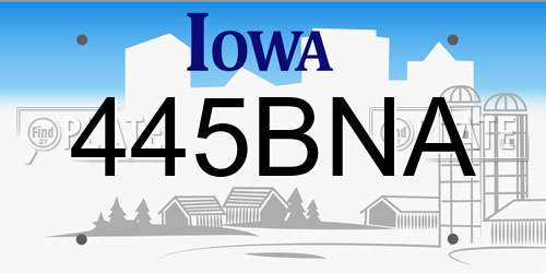 445BNA Iowa License Plate