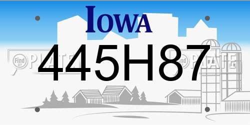 445H87 Iowa License Plate
