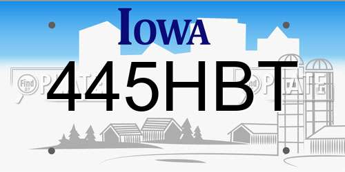 445HBT Iowa License Plate