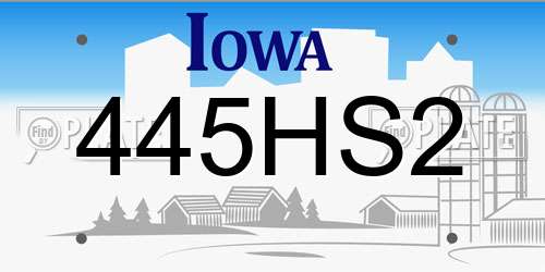 445HS2 Iowa License Plate
