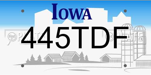 445TDF Iowa License Plate