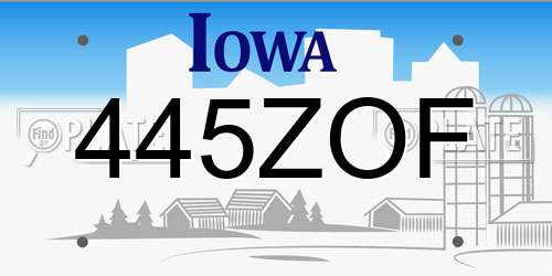 445ZOF Iowa License Plate