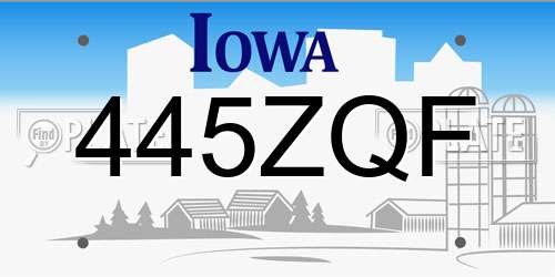 445ZQF Iowa License Plate