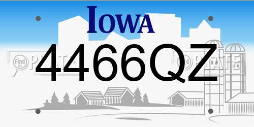 4466QZ Iowa License Plate