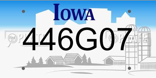 446G07 Iowa License Plate