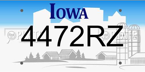 4472RZ Iowa License Plate