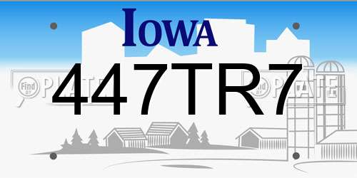 447TR7 Iowa License Plate
