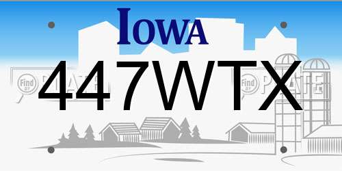 447WTX Iowa License Plate