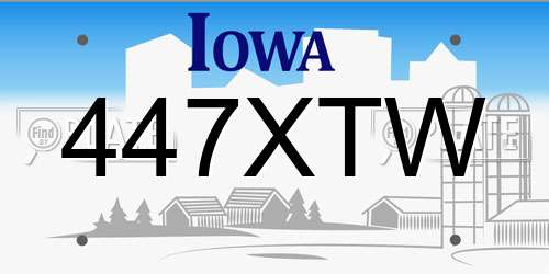 447XTW Iowa License Plate