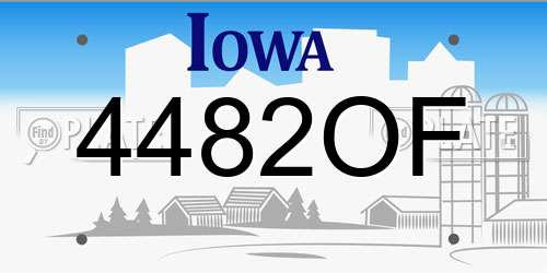 4482OF Iowa License Plate