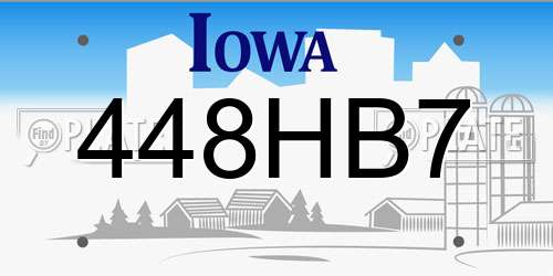 448HB7 Iowa License Plate