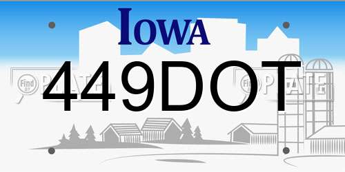 449DOT Iowa License Plate