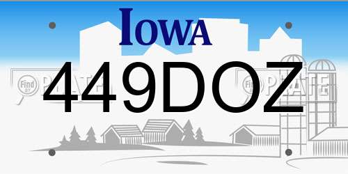 449DOZ Iowa License Plate