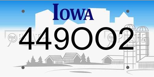 449OO2 Iowa License Plate
