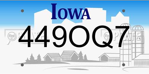 449OQ7 Iowa License Plate