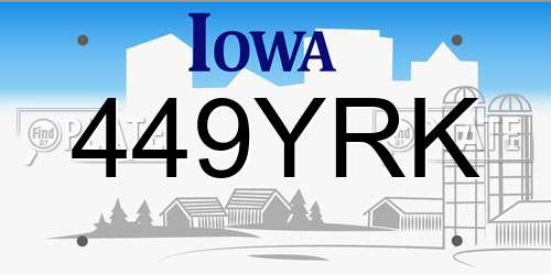 449YRK Iowa License Plate