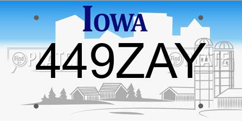 449ZAY Iowa License Plate