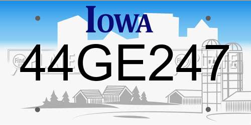 44GE247 Iowa License Plate