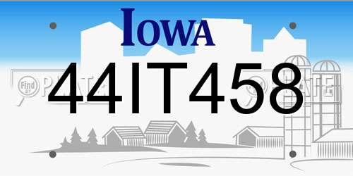 44IT458 Iowa License Plate