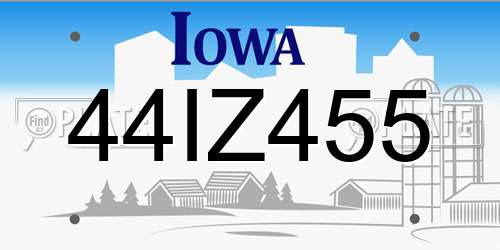 44IZ455 Iowa License Plate
