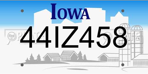 44IZ458 Iowa License Plate