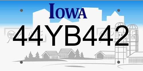 44YB442 Iowa License Plate
