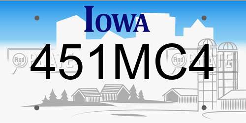 451MC4 Iowa License Plate