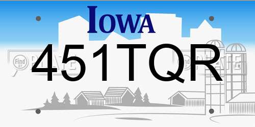 451TQR Iowa License Plate