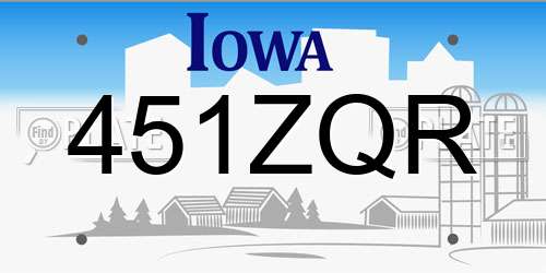 451ZQR Iowa License Plate