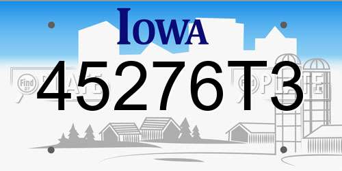 45276T3 Iowa License Plate