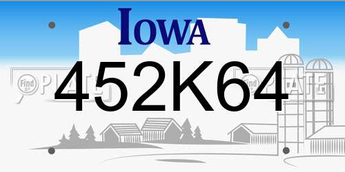 452K64 Iowa License Plate