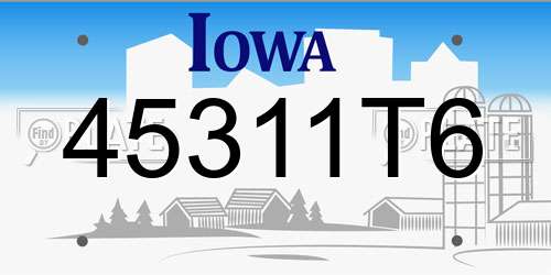 45311T6 Iowa License Plate
