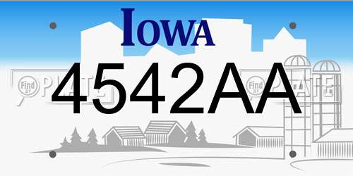 4542AA Iowa License Plate