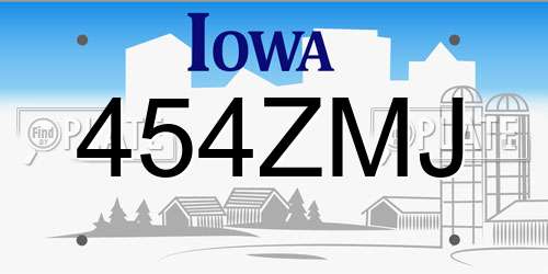 454ZMJ Iowa License Plate
