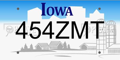 454ZMT Iowa License Plate