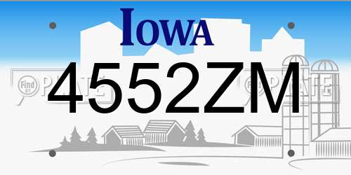 4552ZM Iowa License Plate