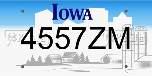 4557ZM Iowa License Plate