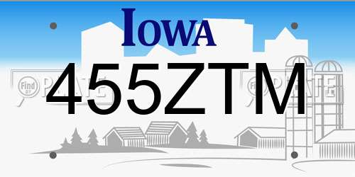 455ZTM Iowa License Plate