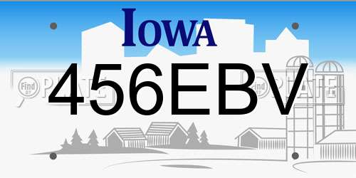 456EBV Iowa License Plate