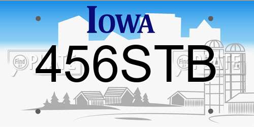456STB Iowa License Plate