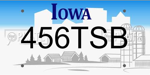 456TSB Iowa License Plate