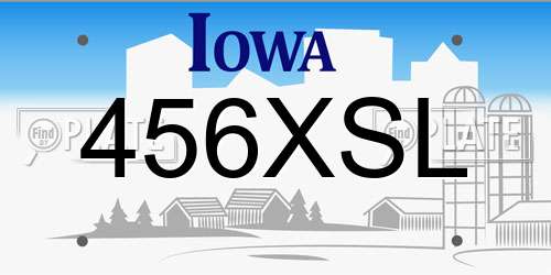 456XSL Iowa License Plate