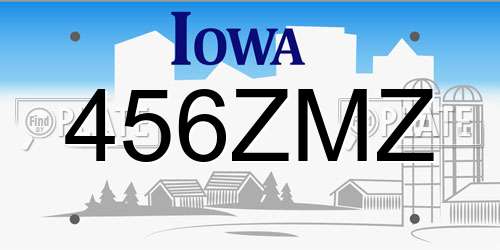 456ZMZ Iowa License Plate