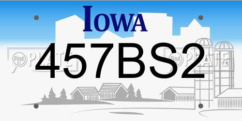 457BS2 Iowa License Plate
