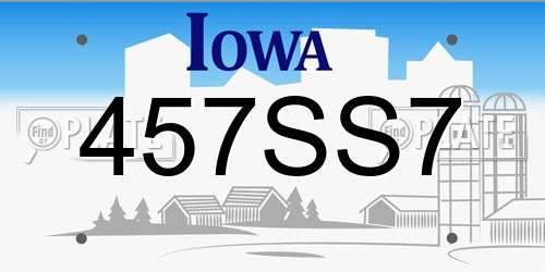 457SS7 Iowa License Plate
