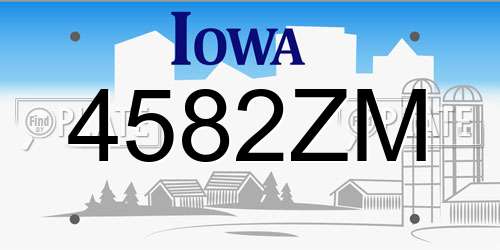 4582ZM Iowa License Plate
