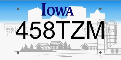 458TZM Iowa License Plate
