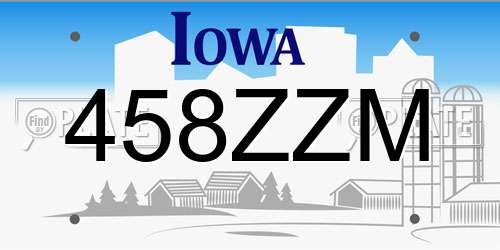 458ZZM Iowa License Plate