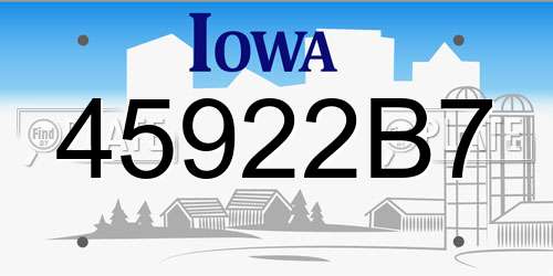45922B7 Iowa License Plate