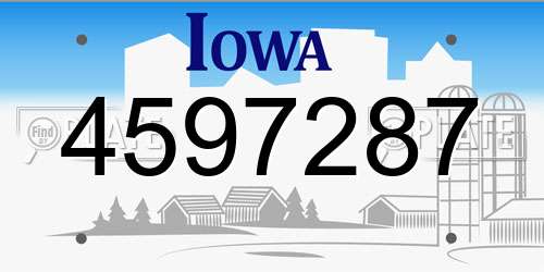 4597287 Iowa License Plate